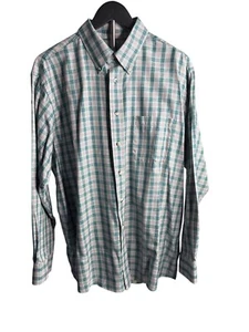 90's Jos. A. Bank Men's Traveler's Collection Green Tartan Plaid Dress Shirt L - Picture 1 of 8