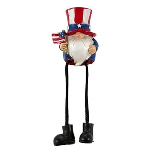 Patriotic Americana Gnome holding American Flag with Dangly Legs 7 Inch Figurine - Picture 1 of 7