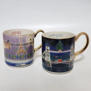 Anthropologie Holiday Time In The City Taza París Londres Set Taza Café Nuevo - Imagen 1 de 13