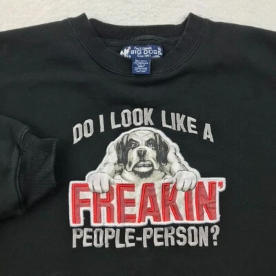 Sudadera De Colección Y2K Big Dogs Para Hombre M Negra Bordada Freakin People Persona Foto 1 de 4