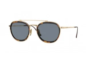 Persol Men's Sunglasses 5008 ST 801356 Gold Mirrored Blue Lens Titanium New 49mm - Picture 1 of 7