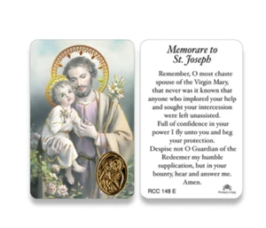 Saint St. Joseph - Memorare to St. Joseph  - Plastic stock Holy Card - Picture 1 of 4