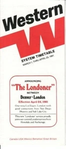 Western Airlines timetable 1981/03/01 - Picture 1 of 3