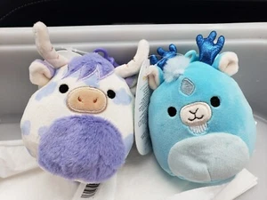 2 New Squishmallow Clips: Purple Conway Highland Cow & Xam Kirin Mythical Deer - Picture 1 of 10