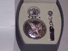 FMD Pocket Watch Silver Dial Brass Case with Flag & Eagle