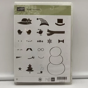Stampin Up Stylin’ Snowfolk Stamp Set Of 22 Snowman And Snowman Parts Stamps - Picture 1 of 16