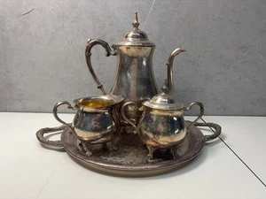 Vintage Sheridan versilbert Tee Kaffee Set mit Tablett - 4 Teile verziert Barock - Bild 1 von 18