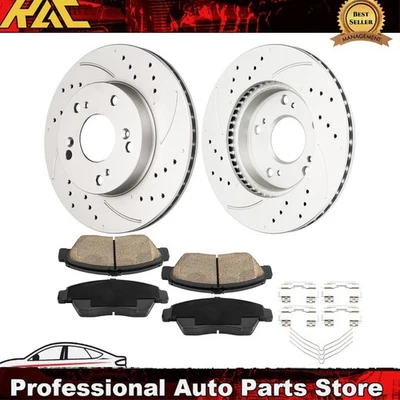 Conjunto de freio dianteiro perfurado e com fenda para 2012-2014 Honda Civic 2013-2014 Acura ILX - Imagem 1 de 4