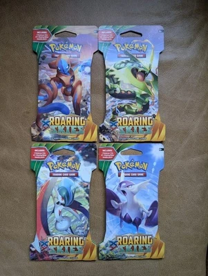 Pokemon XY Roaring Skies Sleeved Booster Pack Art Set - Sealed Lot of 4 Packs - Image 1 of 2