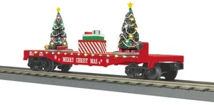 MTH RAILKING CHRISTMAS (RED) FLAT W/LIGHTED CHRISTMAS TREES 30-76942 - Picture 1 of 1