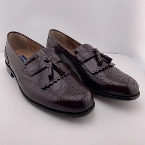 BOSTONIAN CLASSICS Mens Burgundy Brogue Wingtip Tassel Kiltie Loafers 9.5 M - Picture 1 of 11