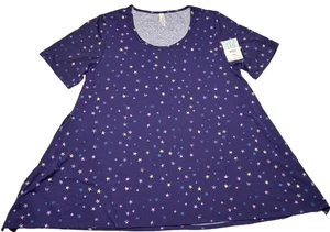 LuLaRoe Womens Top Size 2XL Perfect Tee Purple Yellow Blue Stars Starry XXL NWT - Picture 1 of 4