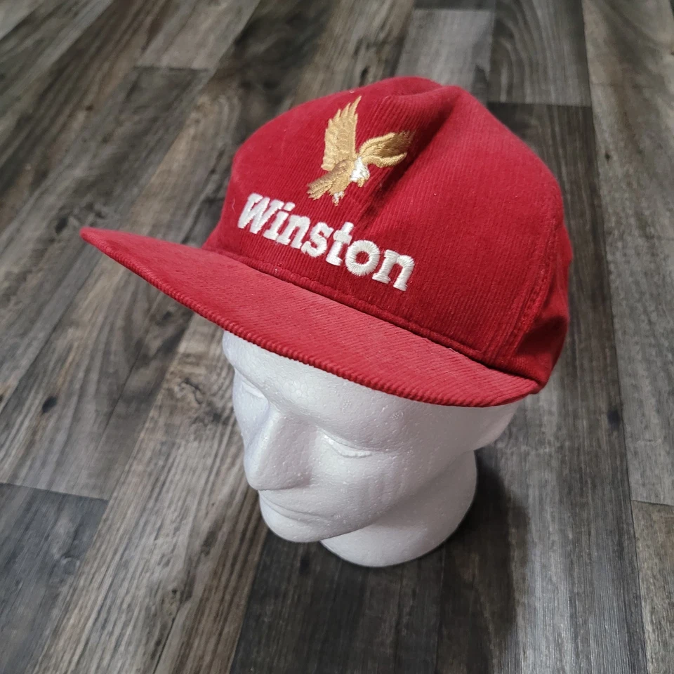 Vtg Winston Cup Racing Cap Eagle Logo Corduroy Hat Nascar Tabacco Trucker - Image 1 of 4