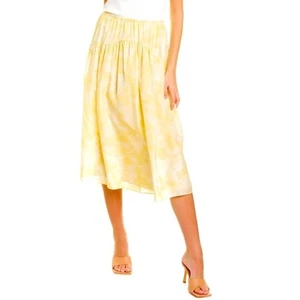 NWT Vince Wheat yellow print silk tiered gathered flowy midi slip skirt - Picture 1 of 14