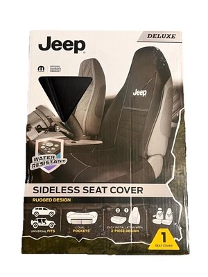 Cubierta de asiento sin laterales con respaldo alto Jeep Deluxe caja abierta, 1 cubierta de asiento 2 piezas negra Foto 1 de 4