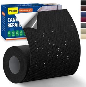 Toppe Adesive per Tessuti Nero, 10X200Cm Impermeabile Tessuto Adesivo per Ripara - Foto 1 di 12