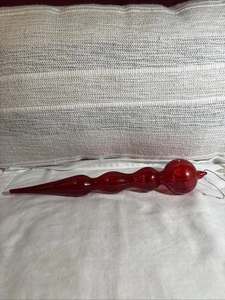 Decorazione natalizia finale vetro lampeggiante rosso soffiato a mano vintage 12" - Foto 1 di 22