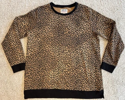 Sudadera Lands’ End Serious para mujer con estampado de leopardo cuello redondo talla grande Foto 1 de 4