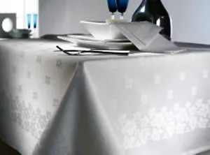 MANTELES DAMASCO DE CALIDAD DE HOTEL BLANCOS ACABADOS SUPERIORES 100% ALGODÓN IVYLEAF - Imagen 1 de 4