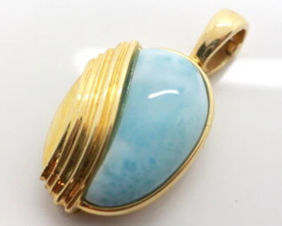 GOLDJUNGE69 * SOGNI D`ORO CLIP ANHÄNGER LARIMAR 19mm FANTASIE. * 375er GELBGOLD  - Bild 1 von 4