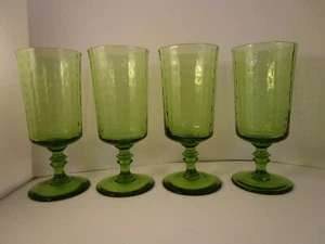 Vintage Bryce Struktur Waffel Grün Glas 4er Set Weingläser B - Bild 1 von 9