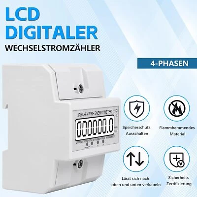 SOL-TEC Contatore di corrente alternata trifase contatore di corrente LCD calibrato 1,3 fasi DIN