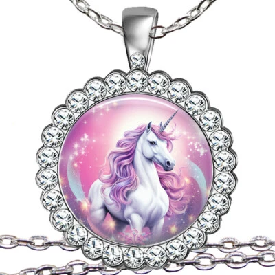 Collar Unicornio Acuarela Arte Impresión "Vuela conmigo" Foto Artesanal Joyería Regalos Foto 1 de 4