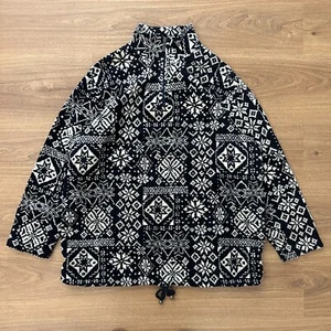 Liz Claiborne Vintage Crazy Abstract Fleece 1/4 Zip Jacket Black Women's Small - Picture 1 of 3