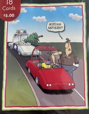 Glenn McCoy Christmas Card Cop Policeman Tree Joke Car Accident Patrol Highway - Image 1 of 4