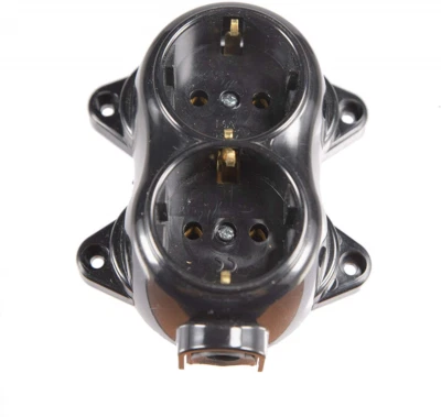 Interruptor de luz de enchufe Schuko de 2 vías vintage redondo retro interruptor cambiador - Imagen 1 de 4