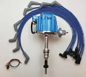 FORD 5.0L 302 EFI to Carb Conversion HEI Distributor +BLUE 8.5mm Plug Wires USA - Picture 1 of 2