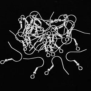 1000 Stck. Versilberter Ohrring Fisch Haken Spule Ohrdraht Ohrdraht Schmuck Fundstücke - Bild 1 von 8