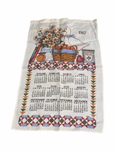 Vintage 1987 calendrier cuisine serviettes à thé mélanges de linge serviettes à main rétro kitsch - Photo 1 sur 5
