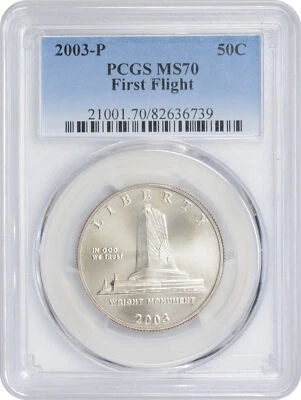 2003-P First Flight Commemorative Half Dollar MS70 PCGS Mint State 70 - Image 1 of 2
