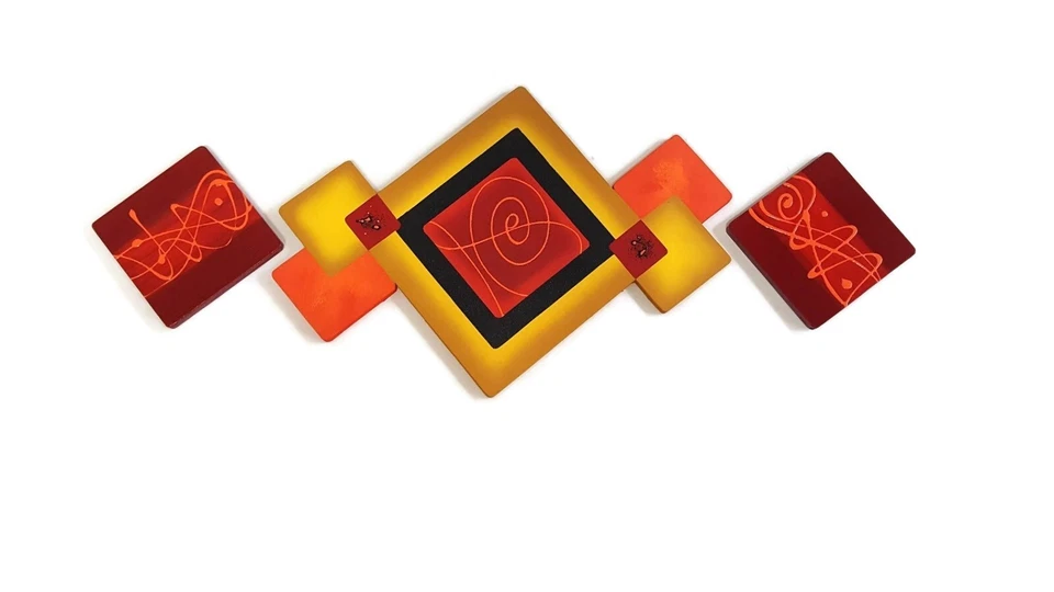 Cuadrados Sunburst # 2 3 piezas - Arte de pared abstracto de madera - Decoración de pared contemporánea 42x1 Foto 1 de 4