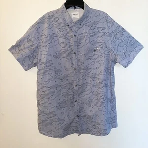 Sovereign Code Mens (Large) Geographic Light Blue Button Up Short Sleeve Shirt - Picture 1 of 9