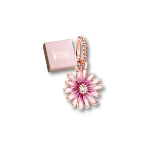 MariaFonte Bead Charm Margherita Fiore Rosa Argento 925 Compatibile - Foto 1 di 7
