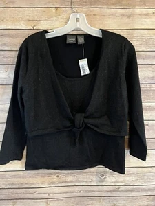 Copper Key Women's Long Sleeve Blouse X- Large Black Shimmer Shirt NWT Fast Ship - Picture 1 of 10