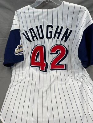 Anaheim Angels Russell Athletic Button Front Mo Vaughn Signed Jersey Size 48 - Image 1 of 4
