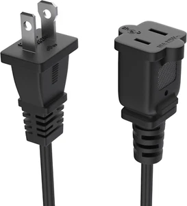 Cable de extensión de 20 pies EE. UU. 2 clavijas cable de extensión largo cable de extensión negro 1 - Imagen 1 de 8