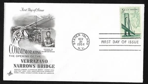 #1258 5c Verrazano Narrows Bridge - ArtCraft FDC (no logo Cachet) - Picture 1 of 2