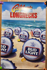 CALIFORNIA LONGNECKS BUD LIGHT BEER POSTER - Bottle Caps on the Beach - 20x30