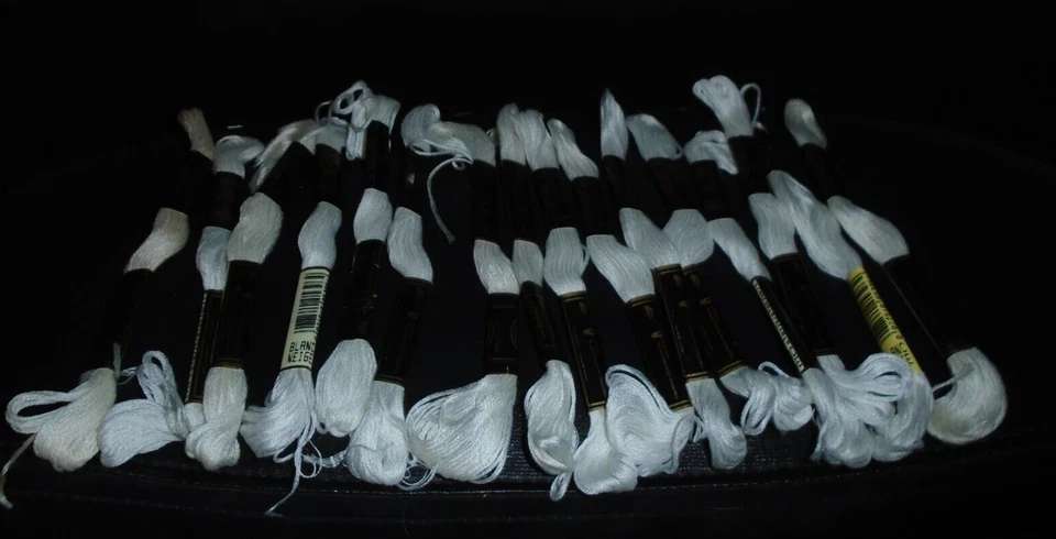 LOT OF 16 SKEINS OF NOS DMC COTTON EMBROIDERY FLOSS WHITE 6 STRAND - Image 1 of 1