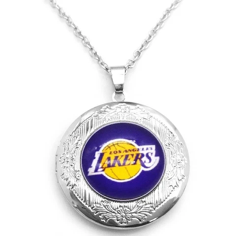 Los Angeles Lakers Womens 925 Silver 20" Link Chain Necklace W Photo Locket D16 Cover