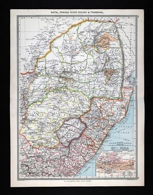 Mapa 1907 Rodesia y África Central Británica Mozambique Zimbabwe Zambia Malawi Foto 1 de 4