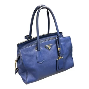 Prada Pre-fall 2014 Blue Vitello Daino Leather life two-way leather tote bag - Picture 1 of 13
