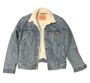 Levi's Faux Fur Trucker Jean Jacket Snap Button 2 Breast Pockets Ladies Small - Picture 1 of 4
