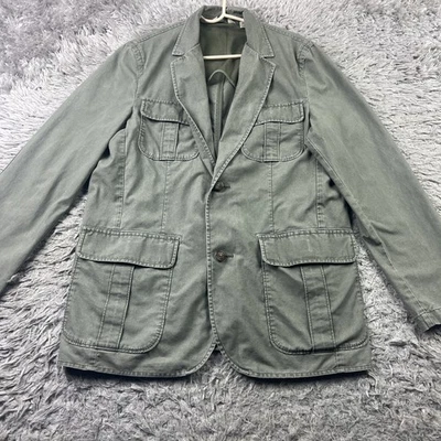 LL Bean Chaqueta Hombres 40 Verde Safari Deporte Campo Chaqueta Algodón Blazer Utilidad Patc Foto 1 de 4