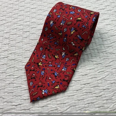 100% Silk Christmas Skaters Tie Red Exclusively for Madison Square Garden EUC - Image 1 of 4