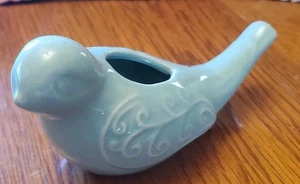 Elegante Lindo Pequeño TAG Pájaro Maceta Cerámica Verde Azulado 2 1/2" x 5" - Imagen 1 de 6